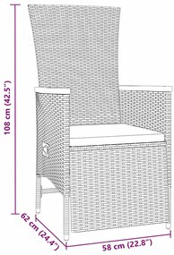 Cadeiras de Jardim Reclináveis com almofada 5 pcs