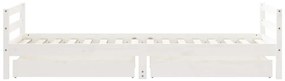 Estrutura cama infantil c/ gavetas 90x200cm pinho maciço branco
