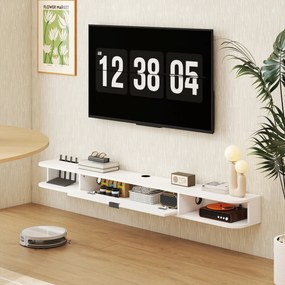 Móvel de TV Suspenso, 140 x 24 x 16 cm, Montagem Mural, Branco