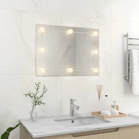 Espelho de parede sem moldura c/ luzes LED vidro retangular