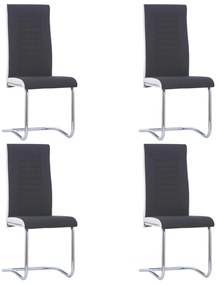 vidaXL Cadeiras de jantar cantilever 4 pcs tecido preto