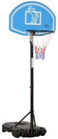HOMCOM Tabela de Basquetebol para Exterior com Altura Ajustável 160-210cm Cesta de Basquetebol com Rodas Tabela de PE e Base Recarregável 76x70x197,5-254cm Preto e Azul