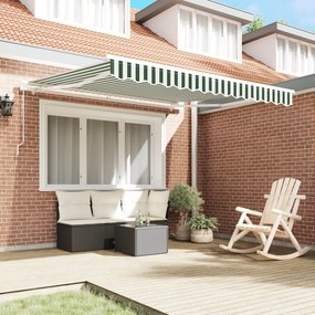 Toldo Retrátil Manual Verde e Branco 350x250 cm