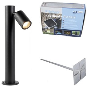 Candeeiro exterior preto IP44 ajustável de 45 cm - Solo