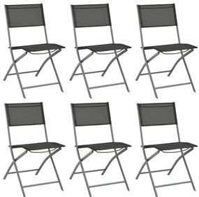 7 pcs conjunto de jantar para jardim cinzento e preto