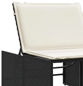 Espreguiçadeiras com mesa 2 pcs vime PE preto