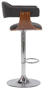 Bancos de bar 2 pcs madeira curvada e tecido cinzento