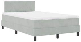 Cama Box com Colchão vidaXL Cinza Claro 120x200 cm Veludo