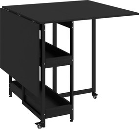 HOMCOM Mesa de Jantar Dobrável em Estilo Industrial, para até 4 Pessoas, Prateleiras Abertas, Versátil, Metal, Aglomerado, Preto | Aosom Portugal