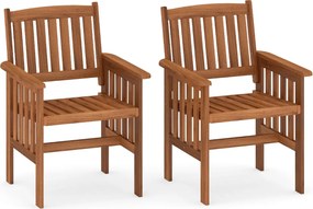 Conjunto de 2 cadeiras de jardim para exterior em madeira maciça, com encosto inclinado e assento em ripas, para varanda, pátio, terraço ou piscina Na