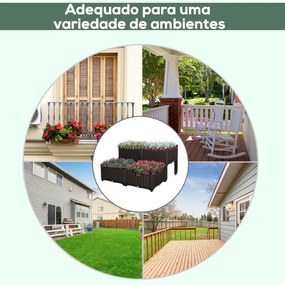 Conjunto de 4 Floreiras Quadradas Floreiras para Flores e Vegetais com Orifícios de Drenagem e Pés Altos 80x40x26-44 cm Castanho