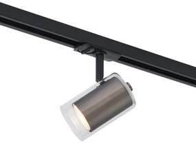 Foco moderno cor de bronze com vidro transparente para sistema de calhas monofásico - Iconic Lloyd