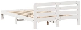 Cama sem colchão 160x200 cm madeira de pinho maciça branco
