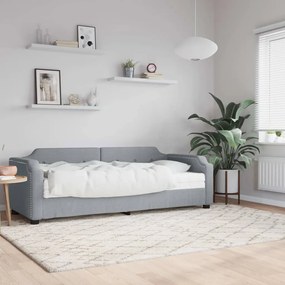 Sofá-cama com colchão 80x200 cm tecido cinzento-claro