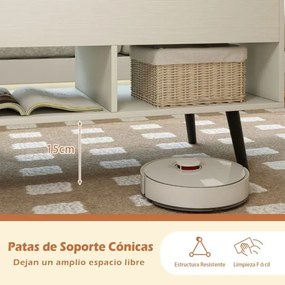 Mesa de centro com tampo elevável 80 x 40 x 46 cm, compartimento oculto e 2 prateleiras para sala de estar Branco