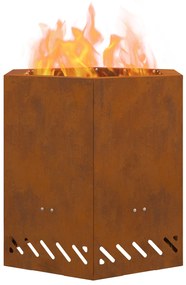 Fogo Sem Fumaça Hexagonal 48x48x51 cm Aço Envelhecido