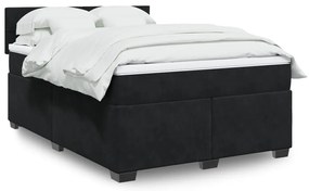 vidaXL Cama com molas/colchão 140x200 cm veludo preto