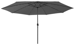 vidaXL Guarda-sol de jardim com luzes LED 400 cm antracite