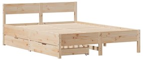 Cama sem colchão 140x200 cm madeira de pinho maciça