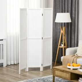 Biombo 3 Painéis Separador de Ambientes Dobrável 120x1,8x170 cm Painel de Privacidade Estilo Rústico Branco