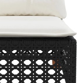 9 pcs conjunto de sofás p/ jardim c/ almofadões vime PE preto