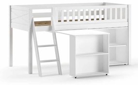 Conjunto cama Infantil SCOTT + Secretária + Estante Branca