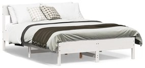 vidaXL Cama sem colchão 140x200 cm madeira de pinho maciça branco