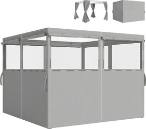 Outsunny 4 Paredes Laterais para Tenda 3x3 m Laterais de Tenda com 8 Janelas Proteção UV 30+ Impermeável Cinza Claro | Aosom Portugal