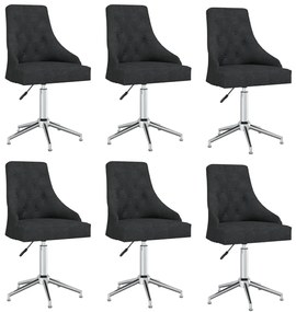 vidaXL Cadeiras de jantar giratórias 6 pcs tecido preto