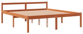 Cama para idosos 150x200 cm madeira pinho maciça castanho cera