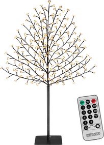 Árvore de cerejeira em flor com controlo remoto Ø20 x 180 cm Branco quente + Preto