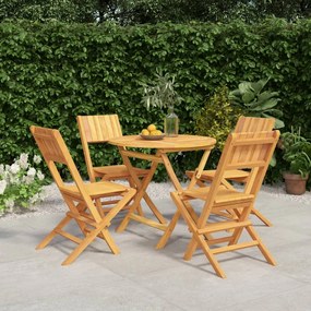 vidaXL 5 pcs conjunto de jantar p/ jardim madeira de teca maciça