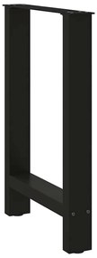 Pés para mesa de jantar pretos 2 peças 50x(72-73) cm aço