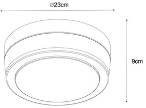 Candeeiro de teto moderno preto 23 cm IP44 - Flavi Moderno