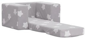 Sofá-cama infantil de c/ estrelas pelúcia cinzento-claro