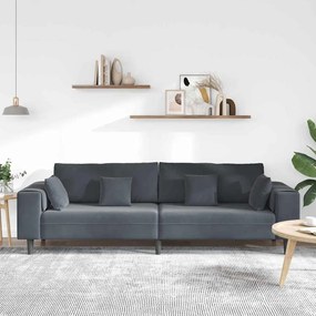Sofá de Veludo com almofada com travesseiro Cinza Escuro 208 cm Veludo