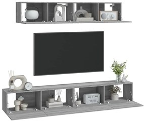 Conjunto móveis de TV 4 pcs madeira processada sonoma cinza