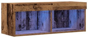 Armário de TV vidaXL com Luzes LED Madeira Antiga 80x30x30 cm