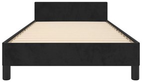 Estrutura de cama sem colchão 100x200 cm veludo preto