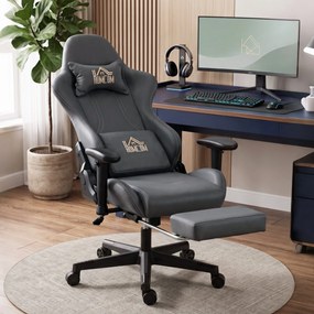 Cadeira Gaming Ergonómica, 76 x 72 x 132 cm, Apoios de Braços 3D Reguláveis, Cinzento