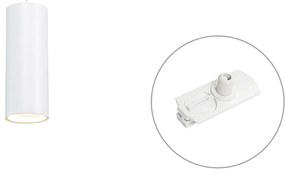 Candeeiro suspenso de design branco com adaptador de calha monofásico - Iconic Tubo