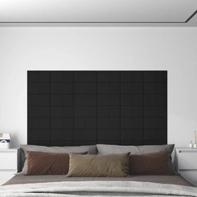 vidaXL Painel de parede 12 pcs 30x15 cm veludo 0,54 m² preto
