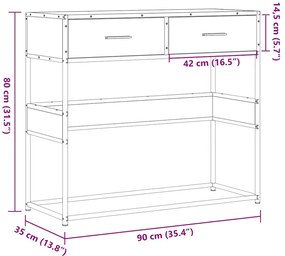 Mesa consola 90x35x80 cm derivados de madeira preto