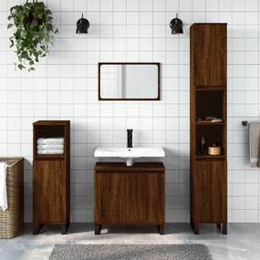 vidaXL 3 pcs conjunto móveis WC derivados de madeira carvalho castanho