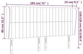 Cabeceira cama c/ abas veludo 183x23x118/128 cm azul-escuro