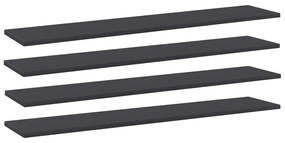 vidaXL Prateleiras estante 4 pcs 100x20x1,5cm contraplacado cinzento