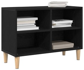 Gabinete de TV Carvalho Preto - 69.5x30x50 cm, Feito de Madeira de Eng