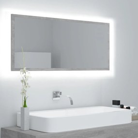 804944 vidaXL Espelho casa de banho LED 100x8,5x37 cm contrapl. cinza cimento