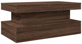 Mesa de centro com luzes LED 90x50x40 cm carvalho castanho