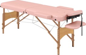 HOMCOM Marquesa de Massagem Dobrável Marquesa com Altura Ajustável Desenho Ergonómico 185x60x64-88 cm Rosa | Aosom Portugal